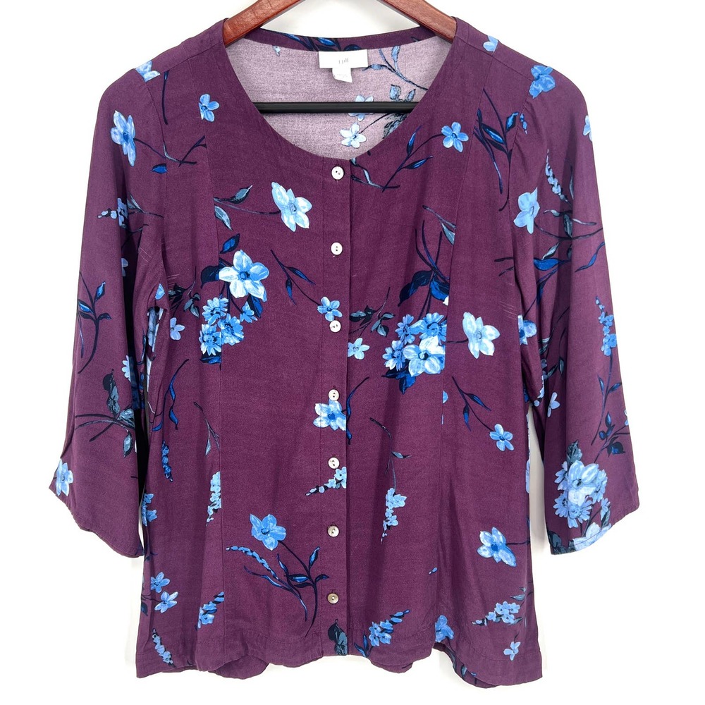 J. Jill Size XS Extra Small Floral Blouse Shirt Top Summer Casual Comfy Work